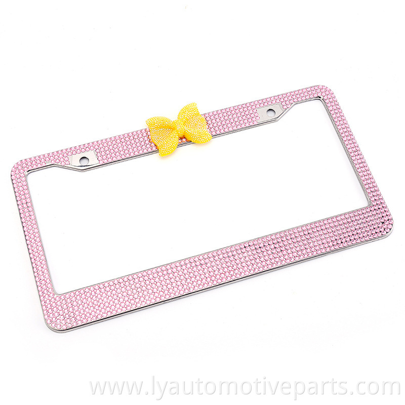 Bling Bling License Plate Frames -8 Row Pure Handmade Waterproof Glitter Rhinestones Crystal License Frames Plate for Cars